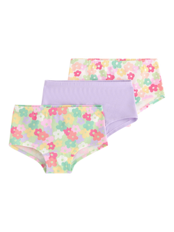 Lindex Kids' Cotton Floral Print Hipster Briefs, Pack of 3, Light Dusty White, Light Dusty White