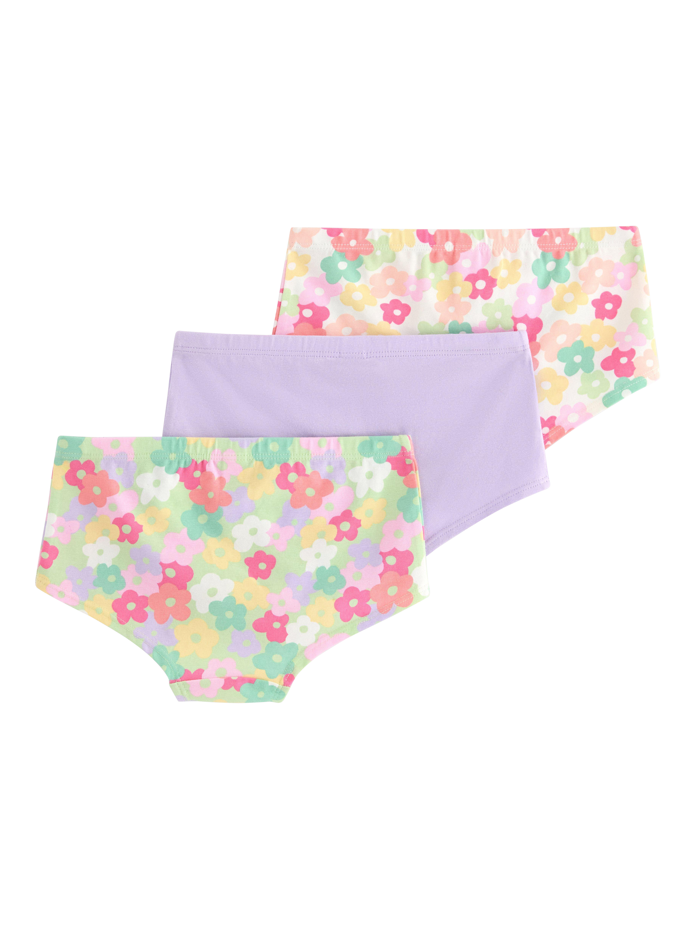 Product image 2 of 3, which shows Lindex Kids' Cotton Floral Print Hipster Briefs, Pack of 3, Light Dusty White, 4-6 years
