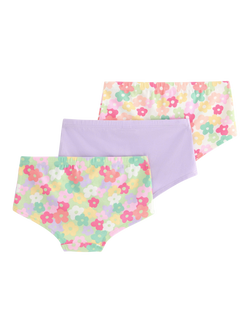 Lindex Kids' Cotton Floral Print Hipster Briefs, Pack of 3, Light Dusty White - view 2, Light Dusty White