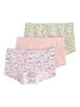 Lindex Kids' Cotton Floral Print Briefs, Pack of 3, Light Dusty Green
