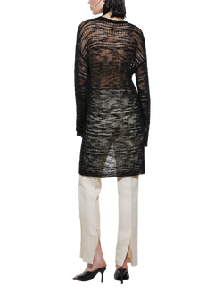 SISLEY Long Sleeve V-Neck Knitted Cardigan - view 2, Black