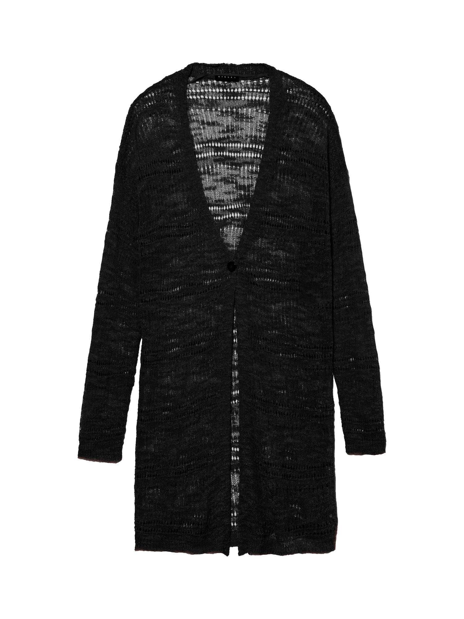 Product image 5 of 5, which shows SISLEY Long Sleeve V-Neck Knitted Cardigan, Black, XS