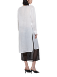 SISLEY Longline Side-Slit Long Sleeve Ramie Shirt