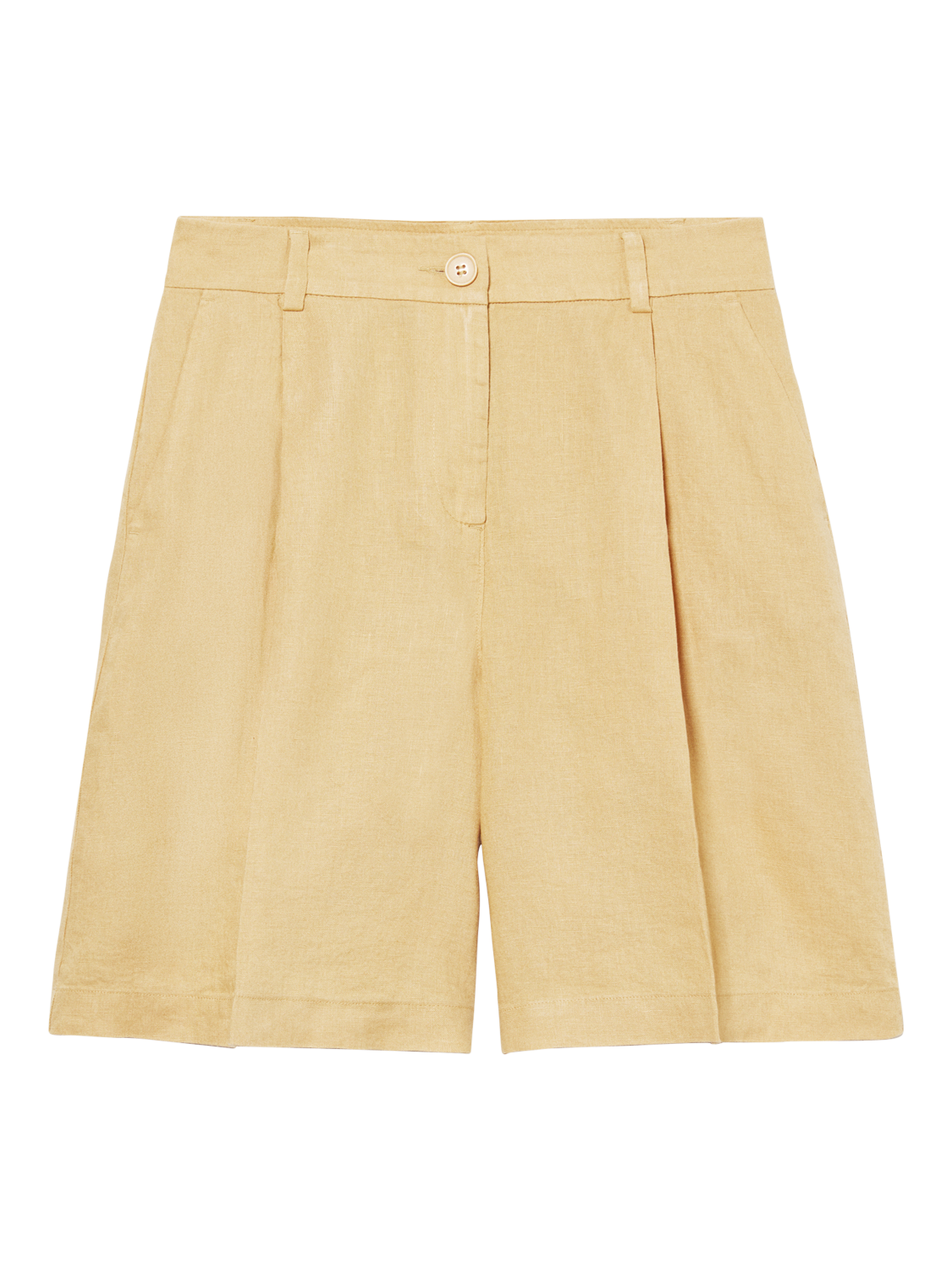 Product image 5 of 5, which shows SISLEY High Waist Tailored Linen Bermuda Shorts, Mid Yellow, 8