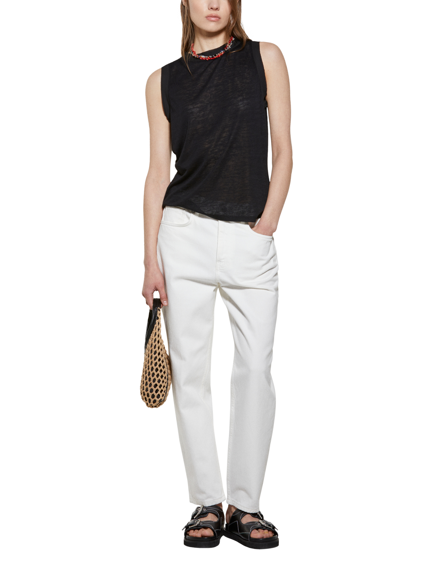 Product image 3 of 5, which shows SISLEY Regular Fit Crew Neck Tank Top, Black, XS