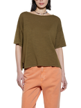 SISLEY Oversized Fit Short Sleeve Knit Linen Blend T-Shirt
