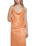 SISLEY Sleeveless Cowl Neck Satin Cami Top, Orange