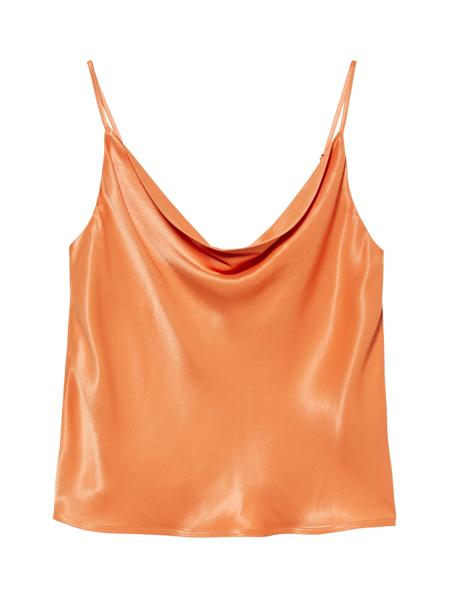Product image 5 of 5, which shows SISLEY Sleeveless Cowl Neck Satin Cami Top, Orange, XS