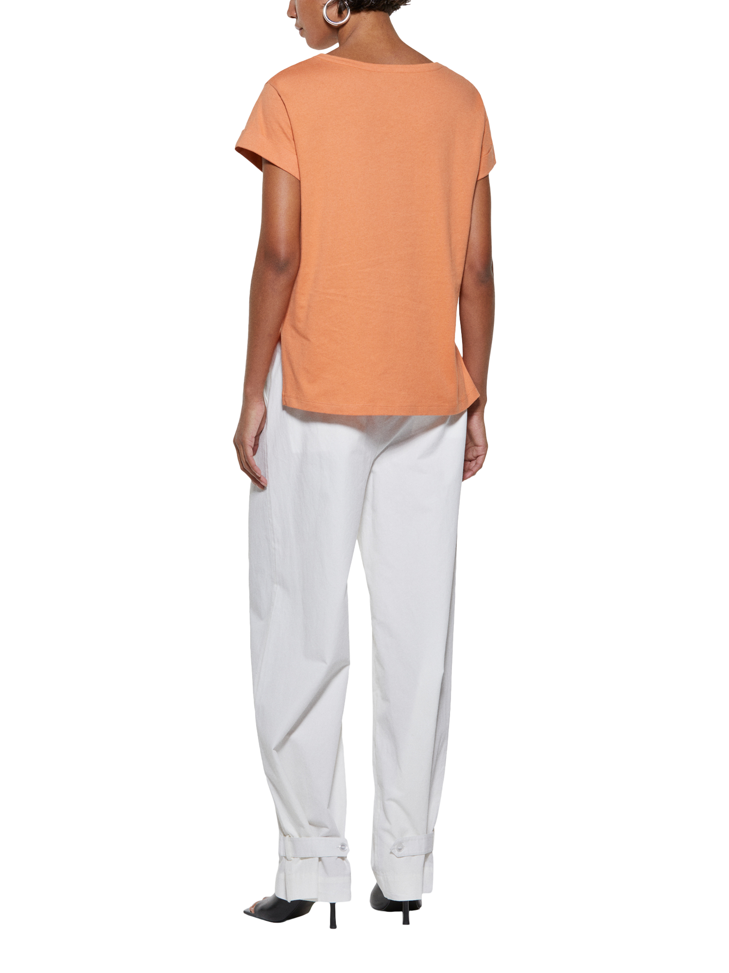 Product image 2 of 5, which shows SISLEY Pocket Detail T-Shirt, Mid Orange, XS