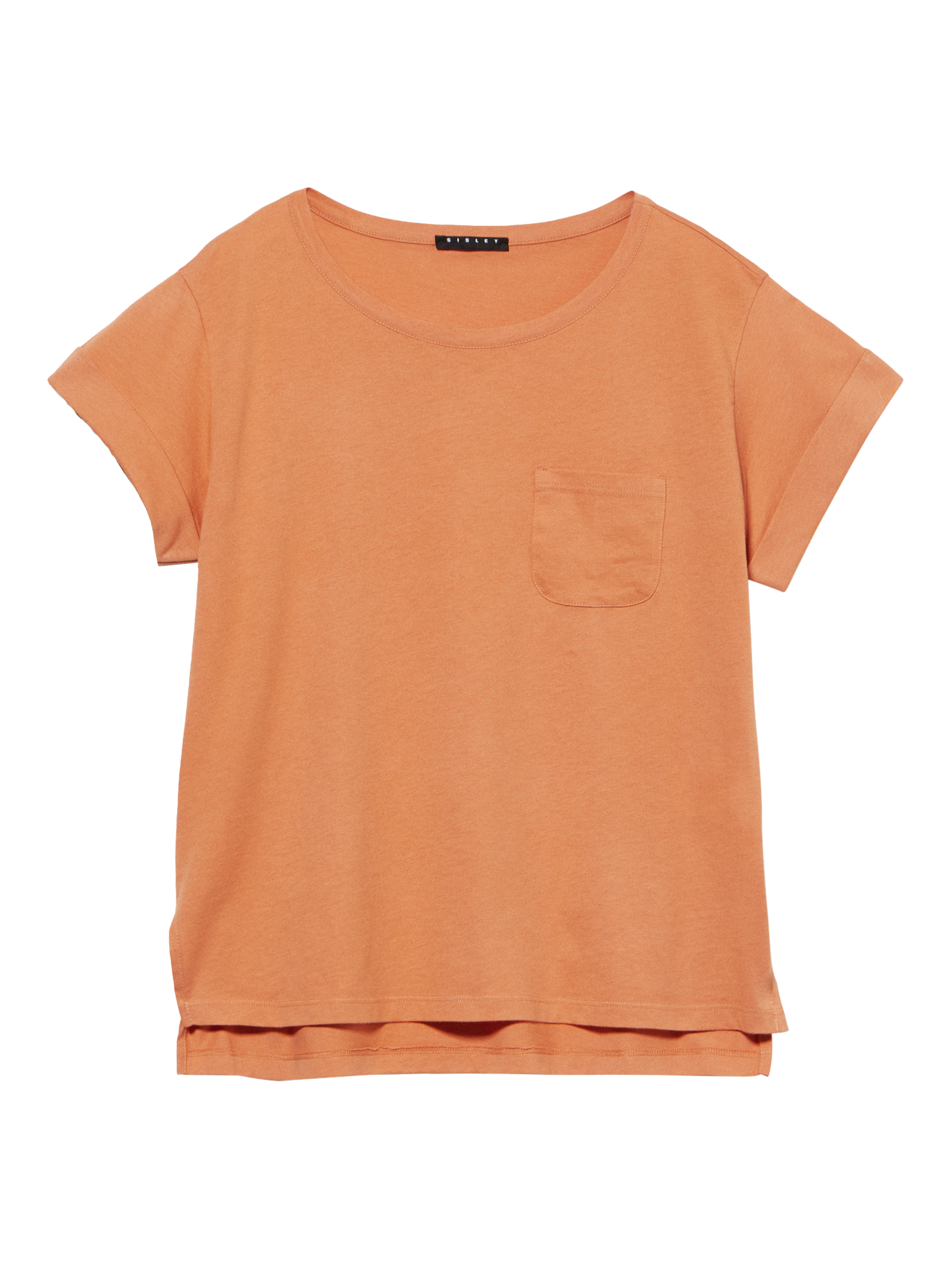 Product image 5 of 5, which shows SISLEY Pocket Detail T-Shirt, Mid Orange, XS
