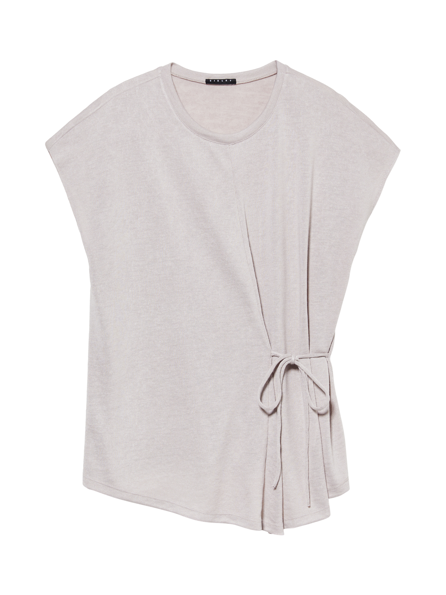 Product image 5 of 5, which shows SISLEY Tie Waist Short Sleeve Crew Neck T-Shirt, Grey, XS