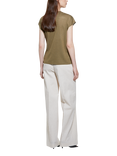 SISLEY Crew Neck Tie Detail T-Shirt, Mid Brown