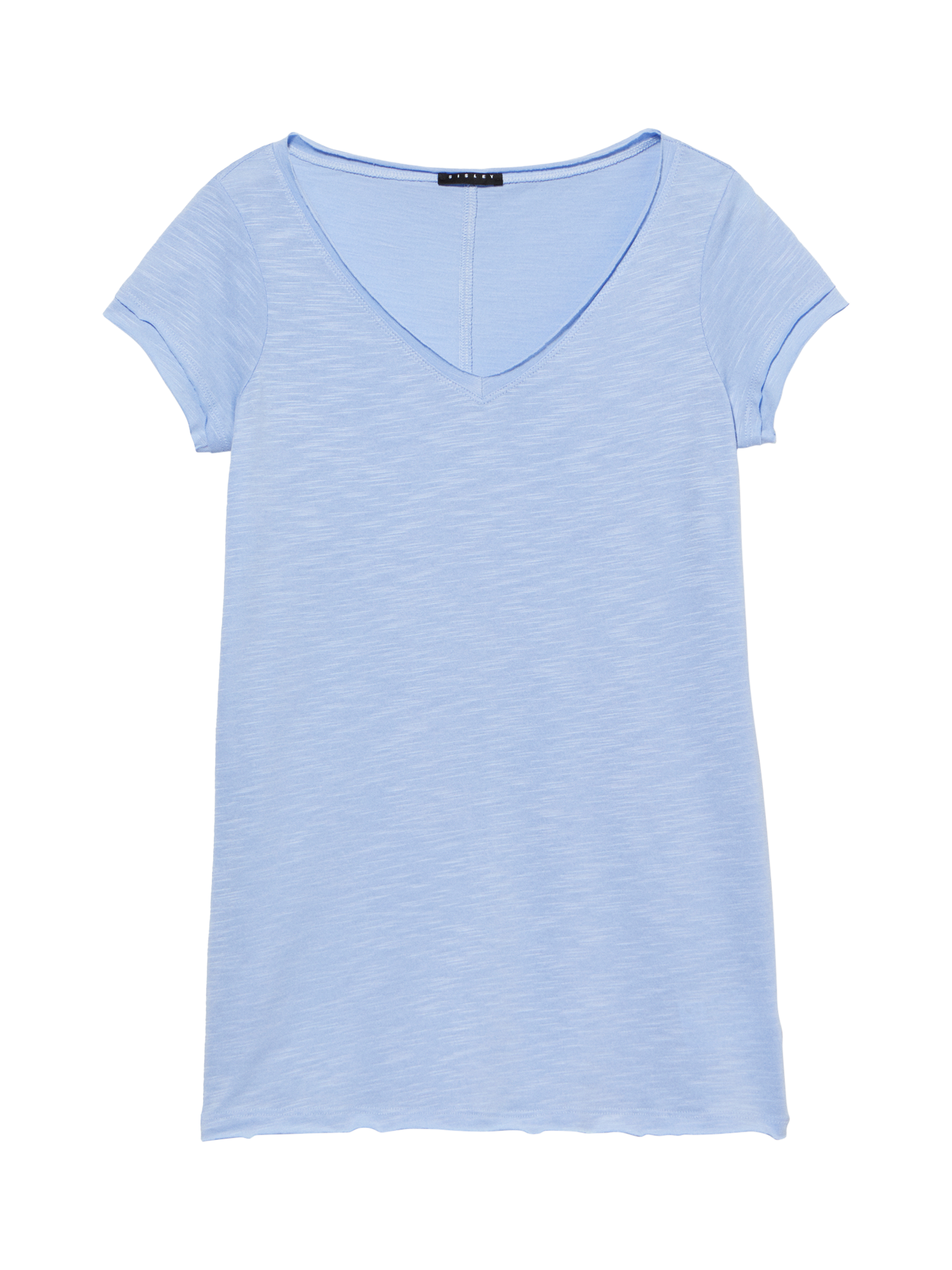 Product image 5 of 5, which shows SISLEY Regular Fit Short Sleeve V-Neck T-Shirt, Blue, XS