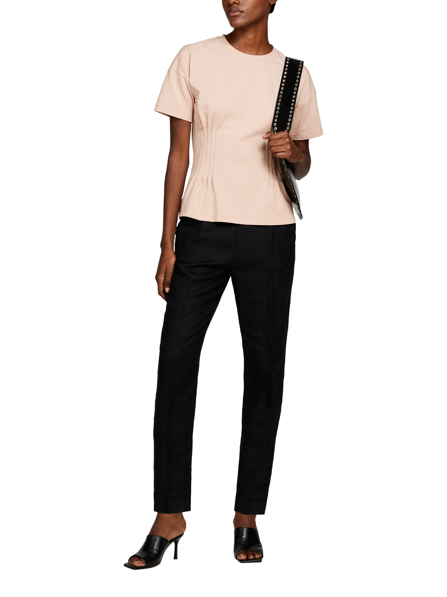 Product image 3 of 5, which shows SISLEY Mid Ankle Grazer Tailored Smart Linen Joggers, Black, 8