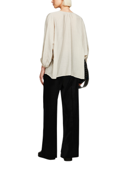 SISLEY Linen Flare Fit Linen Trousers - view 2, Black