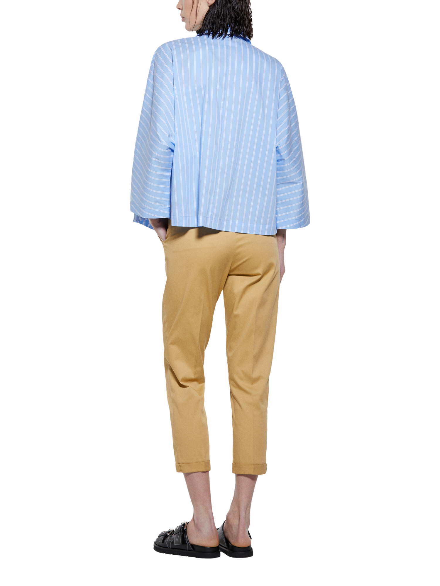 Product image 2 of 5, which shows SISLEY Mid Rise Cigarette Cropped Trousers, Mid Yellow, 14