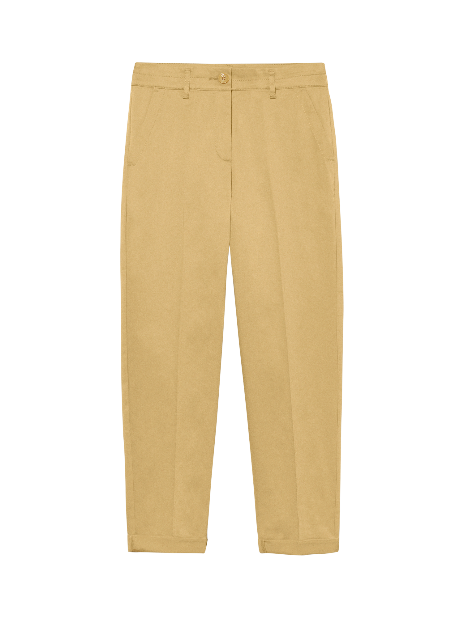 Product image 5 of 5, which shows SISLEY Mid Rise Cigarette Cropped Trousers, Mid Yellow, 14