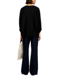 SISLEY Flared Pure Linen Trousers, Navy Blue