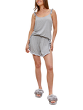 Pretty You London Bamboo Rich Frill Cami Shorty Pyjama Set, Grey Marl