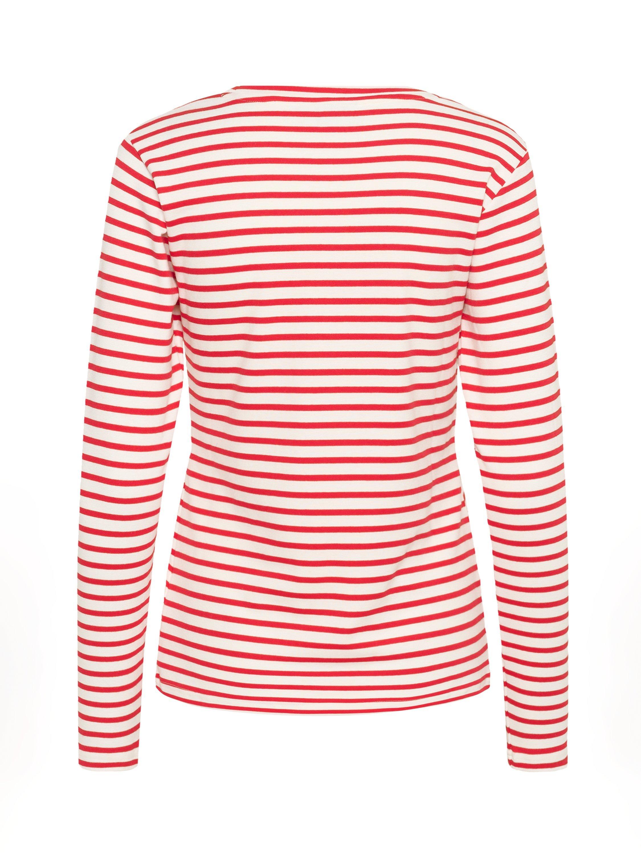 Product image 6 of 6, which shows KAFFE Liddy Stripe Heart Jersey Top, Red/Multi, XS
