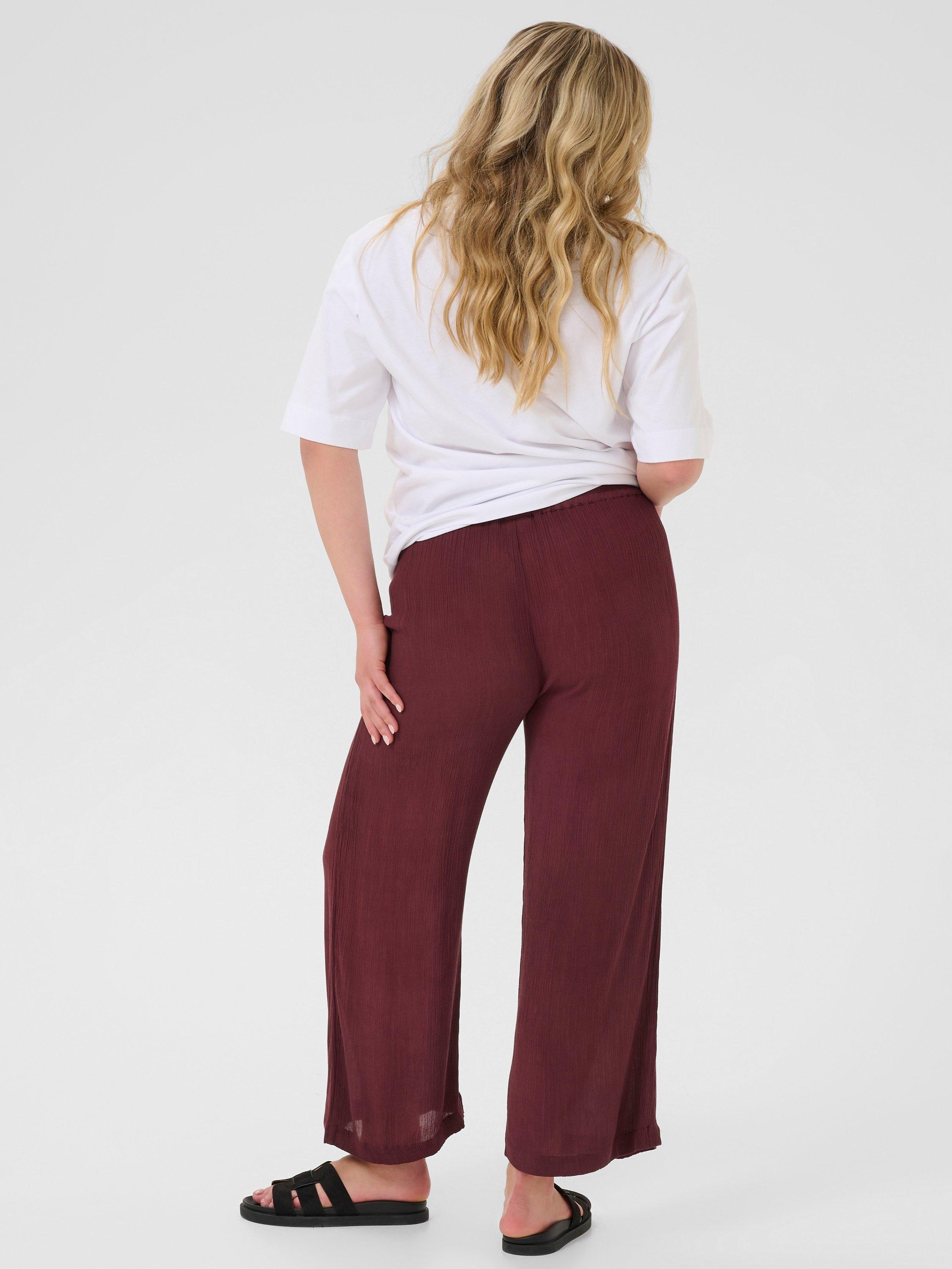 Product image 2 of 5, which shows KAFFE Dacia Amber Wide Leg Trousers, Mid Red, 8