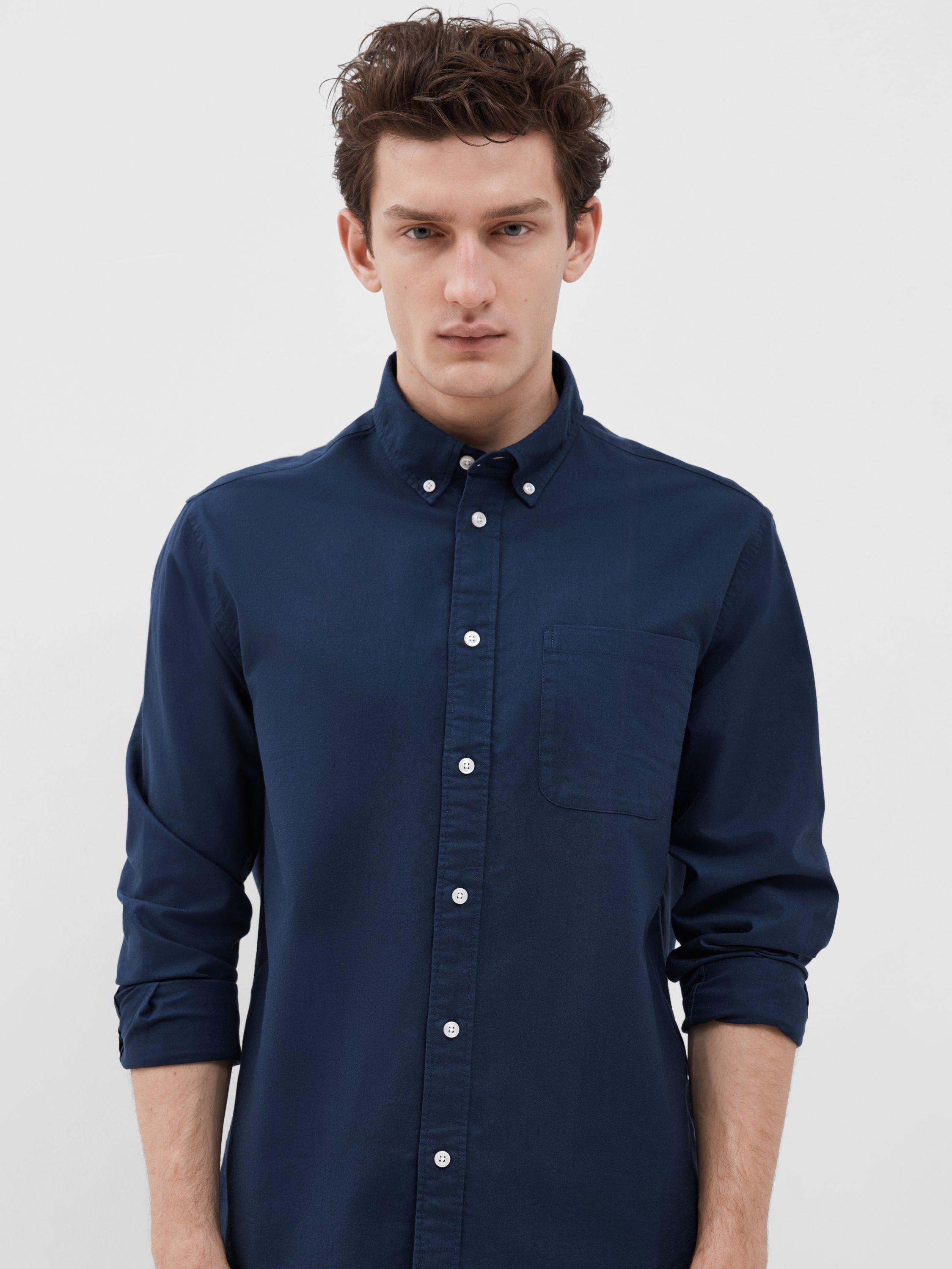 Product image 2 of 6, which shows Selected Rick Cotton Blend Regular Fit Shirt, Moonlit Ocean, S