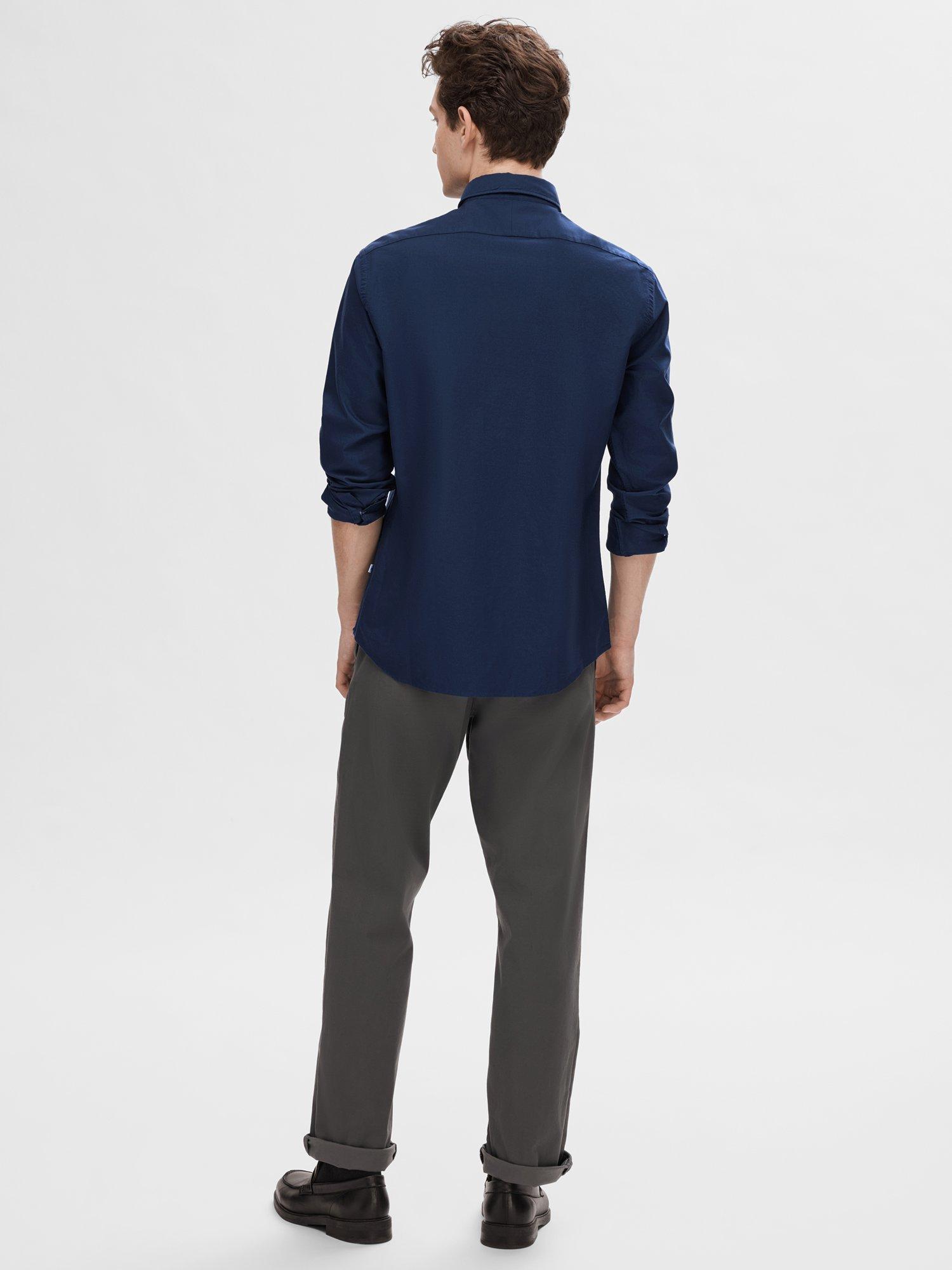 Product image 5 of 6, which shows Selected Rick Cotton Blend Regular Fit Shirt, Moonlit Ocean, S