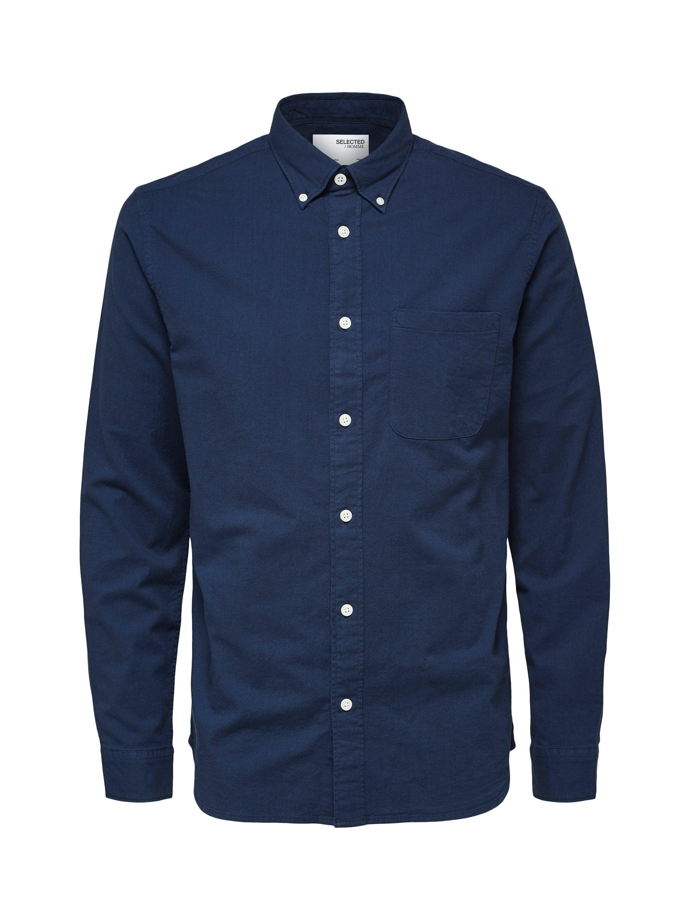 Product image 6 of 6, which shows Selected Rick Cotton Blend Regular Fit Shirt, Moonlit Ocean, S