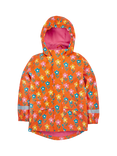 Frugi Kids' Puddle Buster Floral Print Coat, Orange/Multi