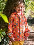 Frugi Kids' Puddle Buster Floral Print Coat, Orange/Multi