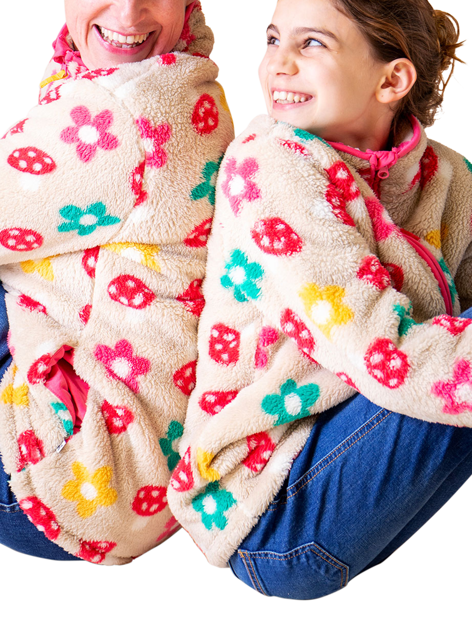 Product image 4 of 4, which shows Frugi Kids' Zip Ted Fleece Jacket, Mushroom Field, 9-12 months