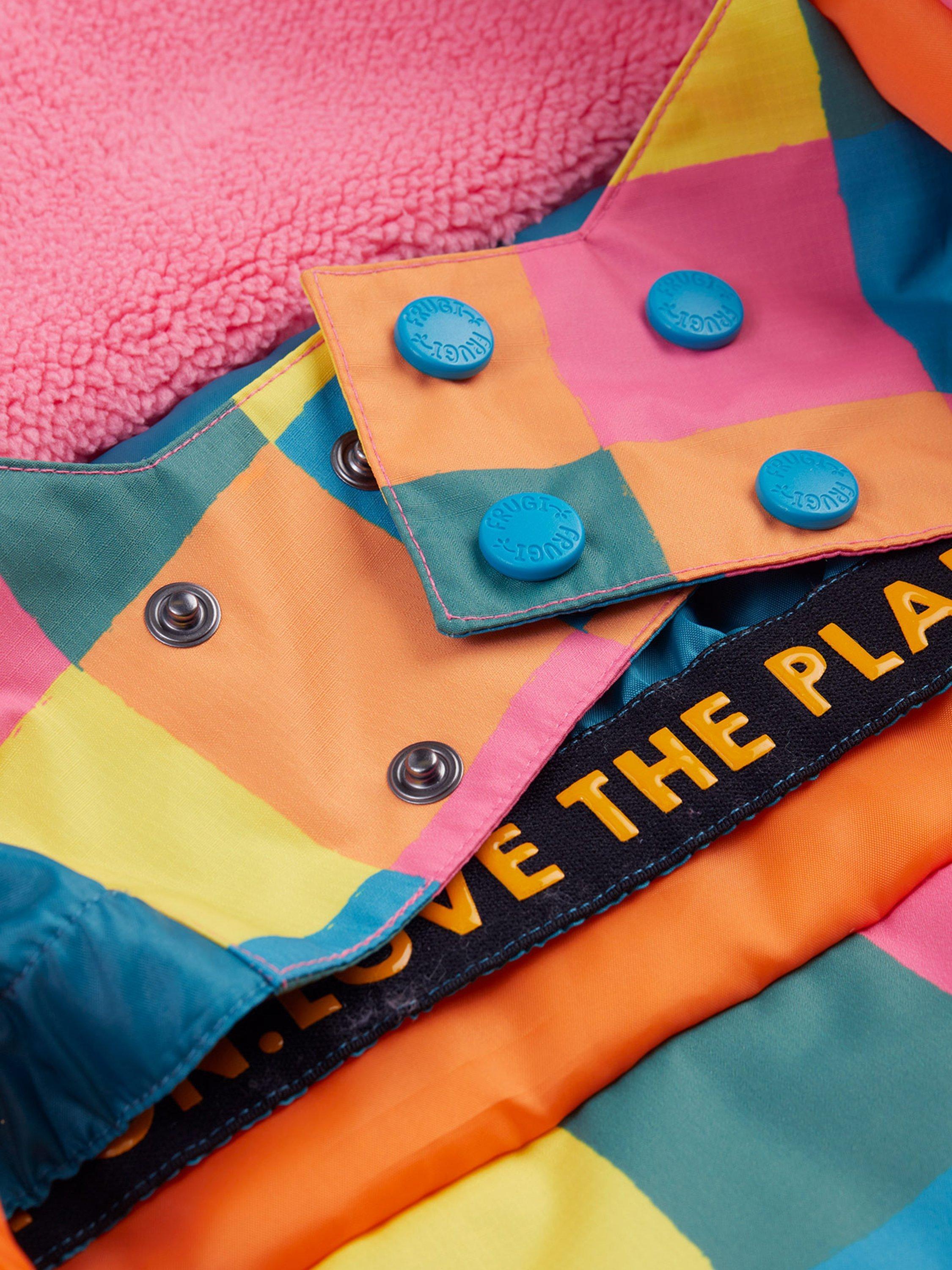 Product image 9 of 9, which shows Frugi Kids' Waterproof Hooded Snow and Ski Coat, Rainbow Check, 10-11 years