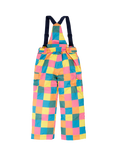 Frugi Kids' Snow and Ski Salopettes, Rainbow Check