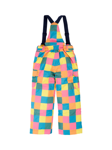 Frugi Kids' Snow and Ski Salopettes, Rainbow Check - view 2, Rainbow Check