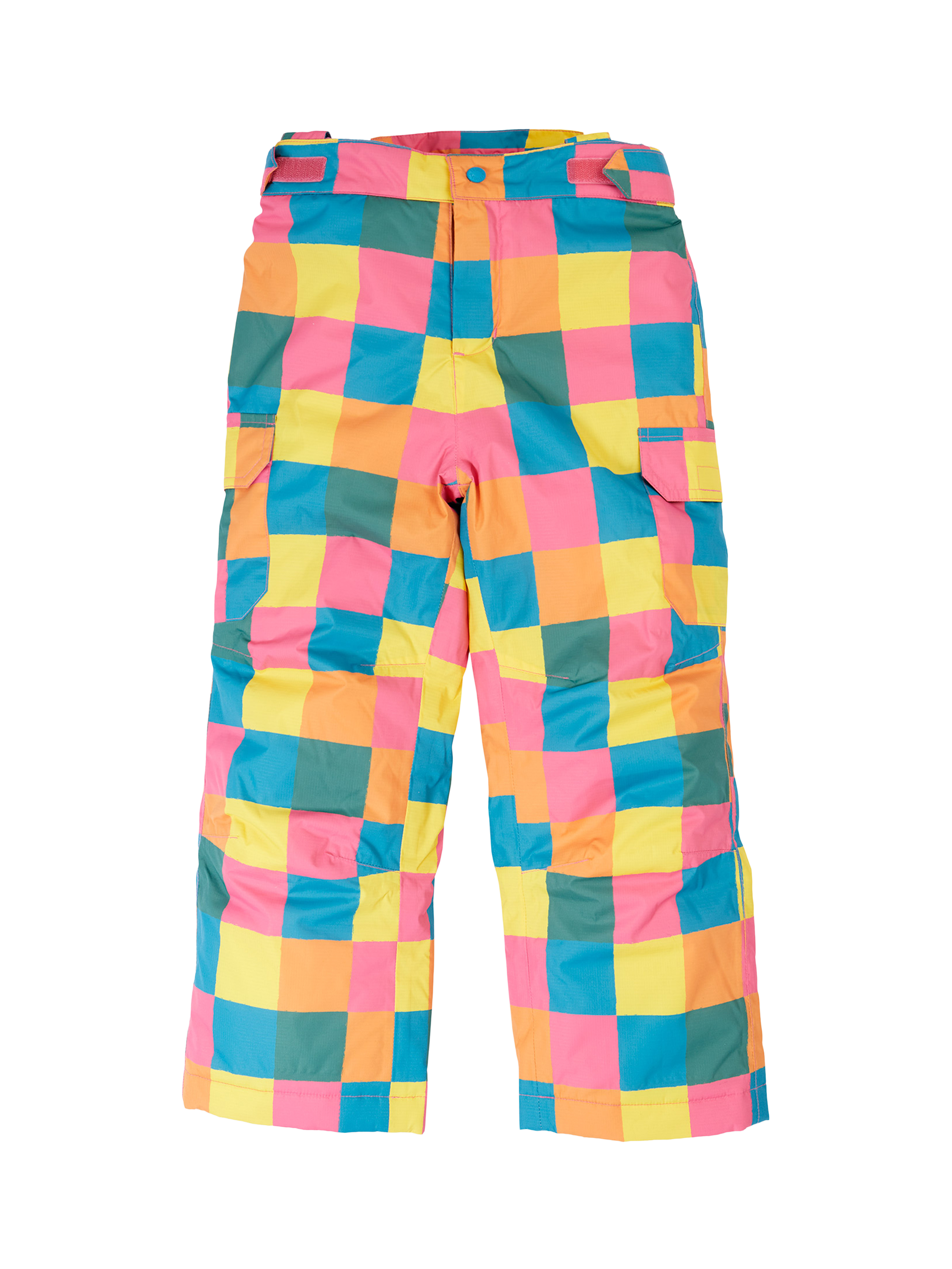 Product image 3 of 7, which shows Frugi Kids' Snow and Ski Salopettes, Rainbow Check, 1-2 years