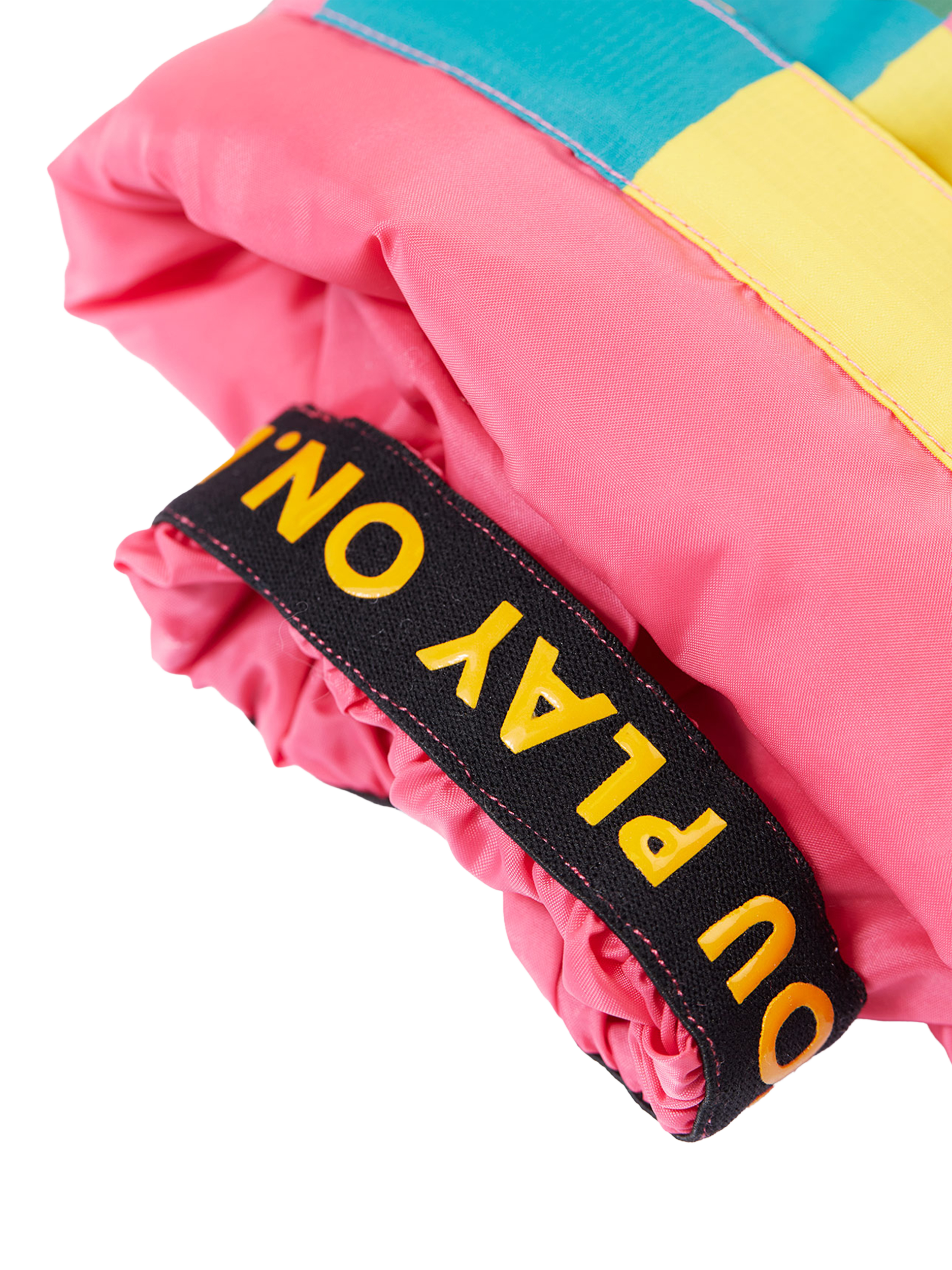 Product image 5 of 7, which shows Frugi Kids' Snow and Ski Salopettes, Rainbow Check, 1-2 years