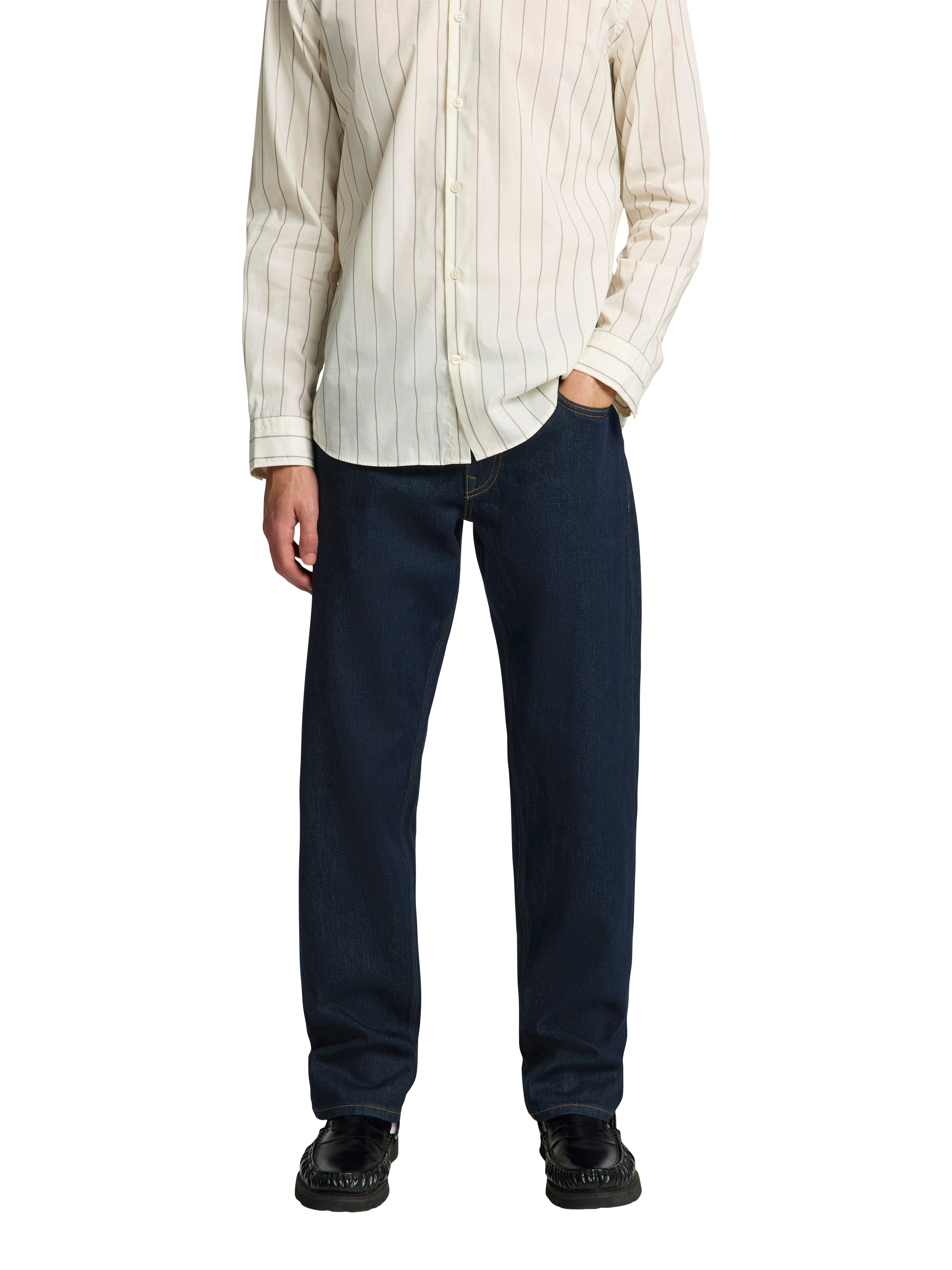 Product image 1 of 6, which shows Selected 196 Straight Fit Jeans, Dark Blue, 32R