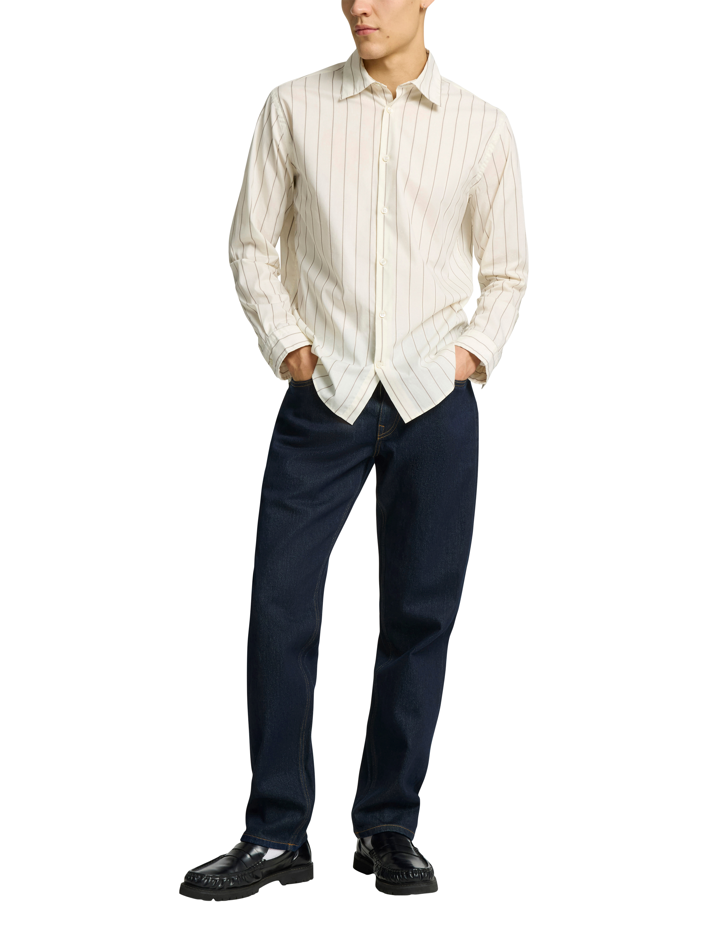 Product image 4 of 6, which shows Selected 196 Straight Fit Jeans, Dark Blue, 32R