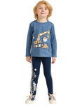 Lindex Kids' Cotton Truck Print Leggings, Pack of 2, Dark Blue