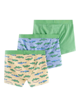 Lindex Kids' Cotton Crocodile Print Boxer Shorts, Pack of 3, Light Yellow