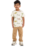 Lindex Kids' Cotton Short Sleeved Dinosaur Print T-Shirt, Pack of 2, White