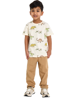 Lindex Kids' Cotton Short Sleeved Dinosaur Print T-Shirt, Pack of 2, White - view 2, White