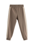 Lindex Kids' Cotton Side Stripe Joggers, Dark Khaki