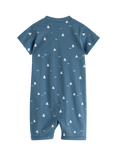 Lindex Baby Cotton Boat Print Zipped Pyjama Romper, Dusty Blue
