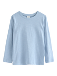 Lindex Kids' Cotton Long Sleeved Relaxed Top, Light Dusty Blue