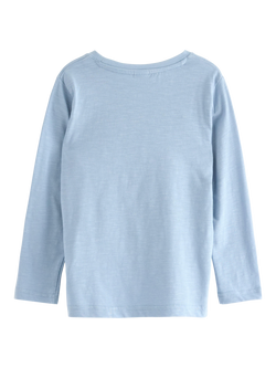 Lindex Kids' Cotton Long Sleeved Relaxed Top, Light Dusty Blue - view 2, Light Dusty Blue