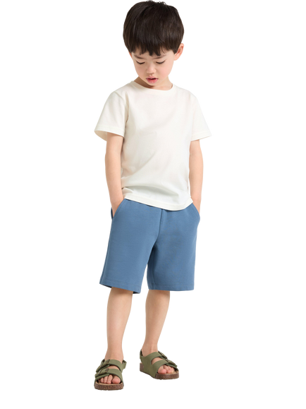Lindex Kids' Cotton Elasticated Shorts, Pack of 2, Dusty Blue, Dusty Blue