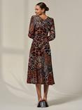 Jolie Moi Abstract Animal Print Mesh Midaxi Dress, Multi