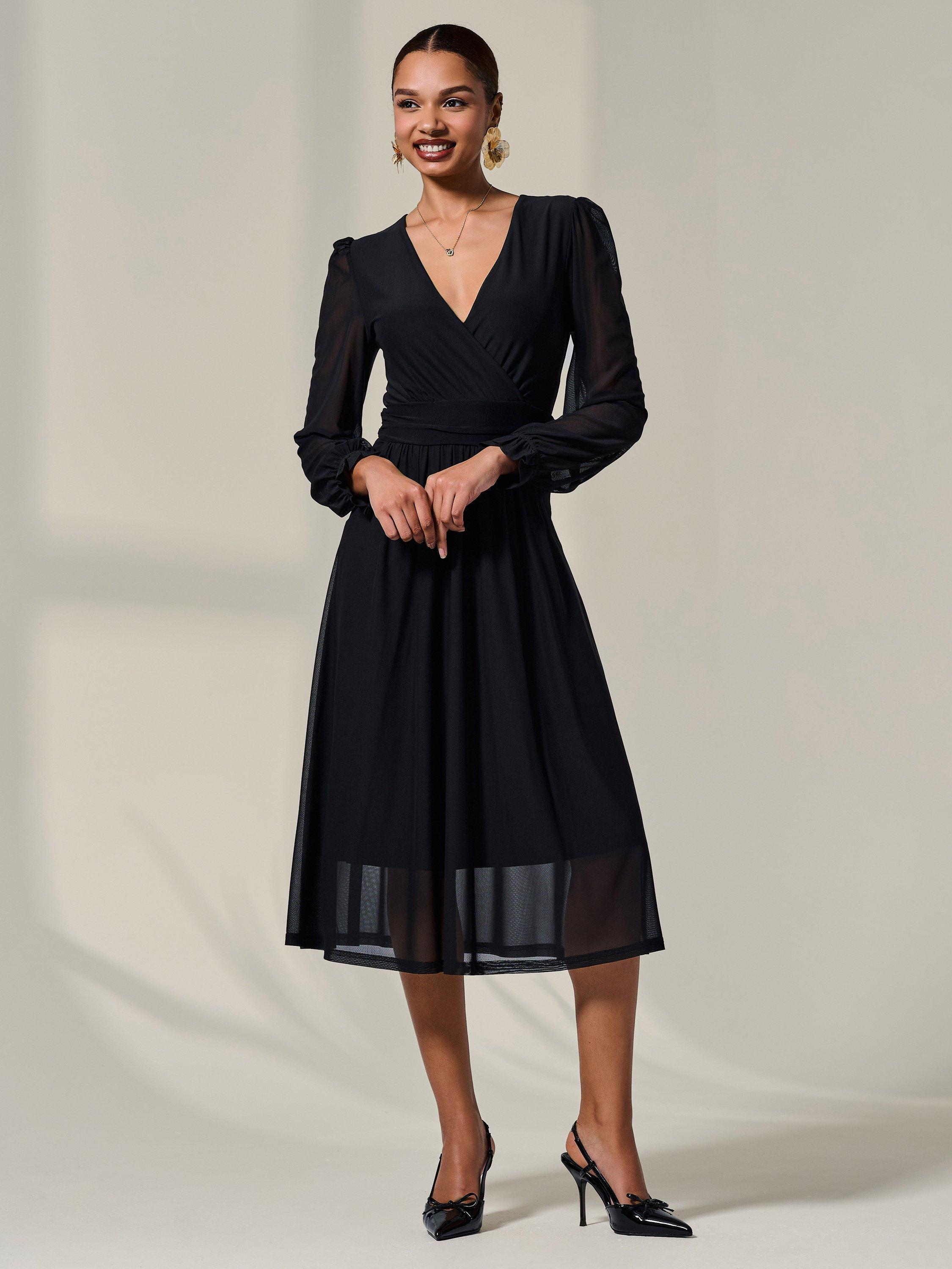 Product image 1 of 6, which shows Jolie Moi Floral Ruffle Sleeve Midaxi Dress, Black, 8