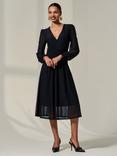 Jolie Moi Floral Ruffle Sleeve Midaxi Dress, Black